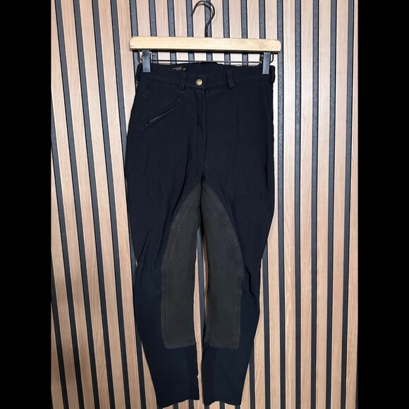 Ariat Riding Pants 28R Womens Black Horseback Stretch Fabric Cropped - Picture 1 of 9